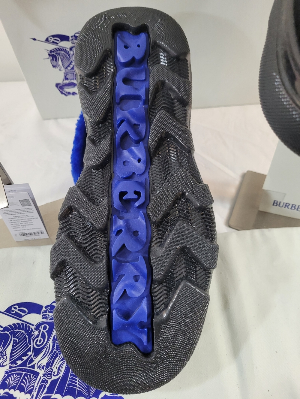 Burberry Mens Suede & Sherlin Chucka  Boots Size 10.5 Black & Electric Blu $1550 - Picture 5 of 7